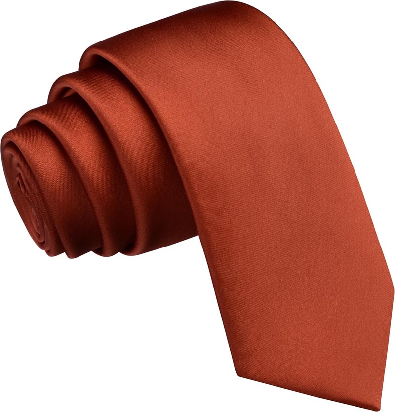 Branduce 2.4"（6cm） Mens Solid Skinny Satin Tie Pure Color Slim Necktie for Business and Wedding - Image 1